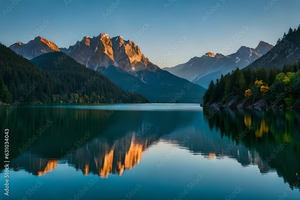 lake in the mountains generative Ai