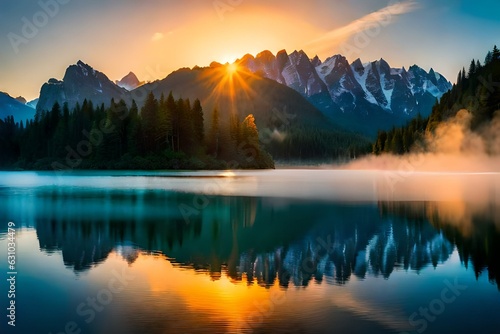 sunrise in the mountains generative Ai