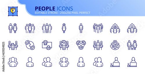Simple set of outline icons about people