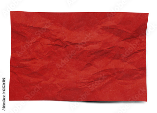 wrinkled red paper sheet isolated