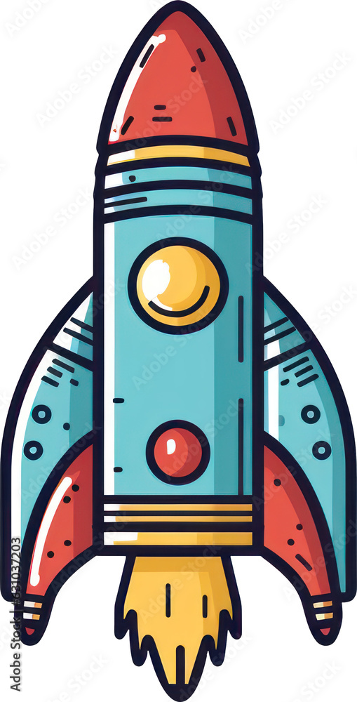 Vibrant and colorful rocket illustration with transparency, perfect for adding a playful and dynamic element to your designs. Generative AI. Vibrant and colorful rocket illustration with transparency, perfect for adding a playful and dynamic element to your designs. Generative AI.