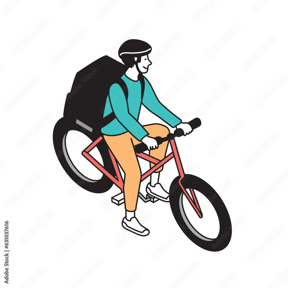 Fototapeta premium フードデリバリーをする男性のイラスト