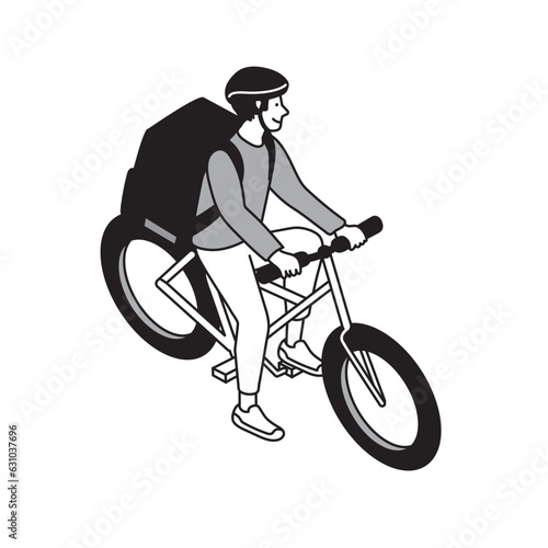 フードデリバリーをする男性のイラスト
