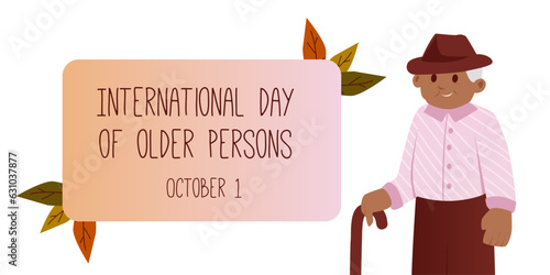 International older persons day, held on 1 October. vector illustration. Can be used to create promotional materials, social media posts