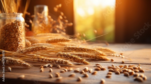 wheat grains on the table