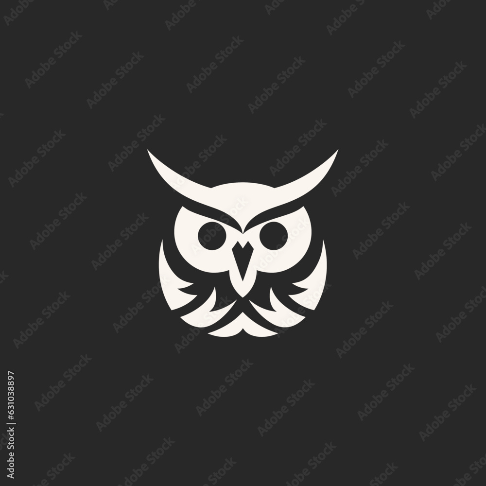 A flat vector simple logo of an Owl A flat vector simple logo of an Owl