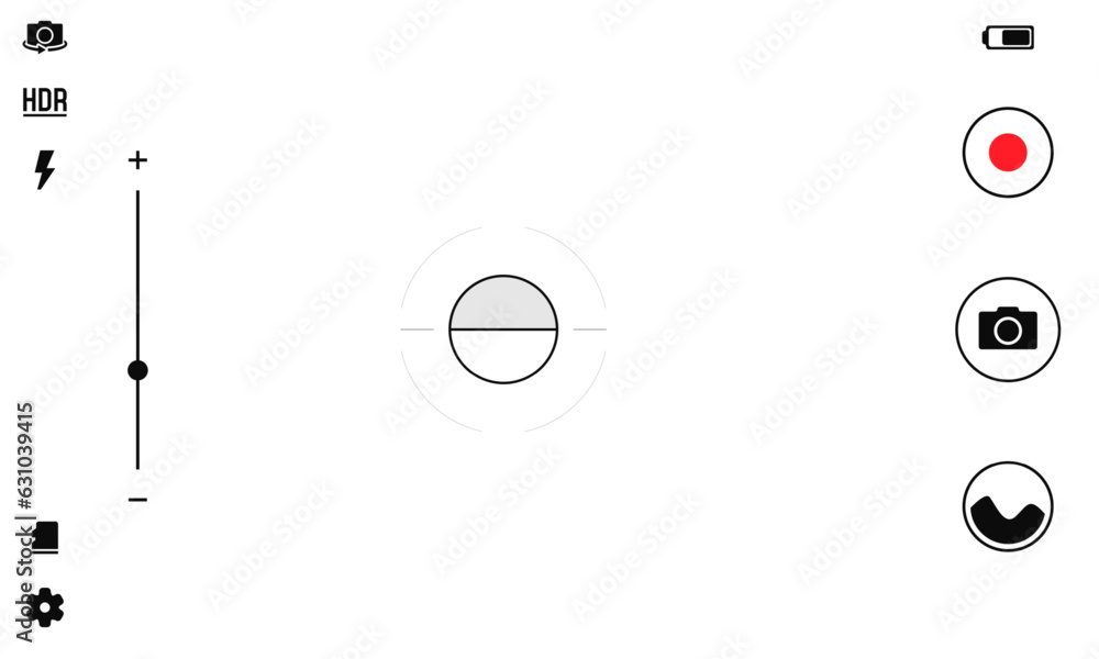 Camera viewfinder. Smartphone focusing screen of the camera. Viewfinder