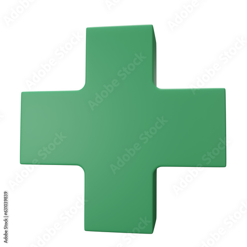 green plus cross icon isolated on white background