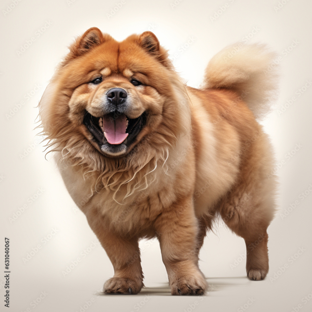 Cute chow chow full body on white background