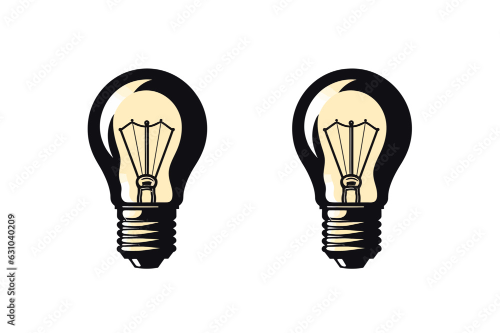 Bulb icon vector detail stencil black and white Bulb icon vector detail stencil black and white