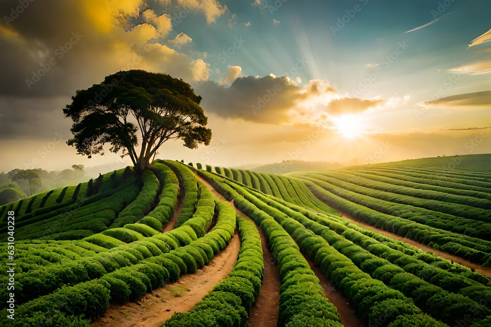 Fototapeta premium green plantation generative Ai