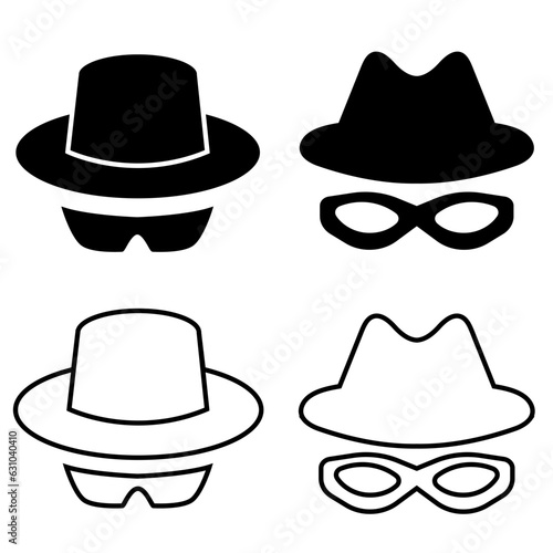 Incognito icon vector set. Unknown illustration sign collection. Nameless symbol or logo.