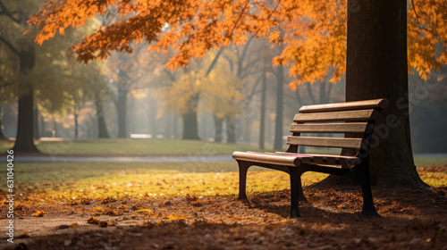 Tablou canvas bench in autumn park