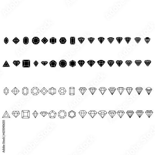 Diamond icon vector set. gemstone illustration sign collection. jewel symbol.