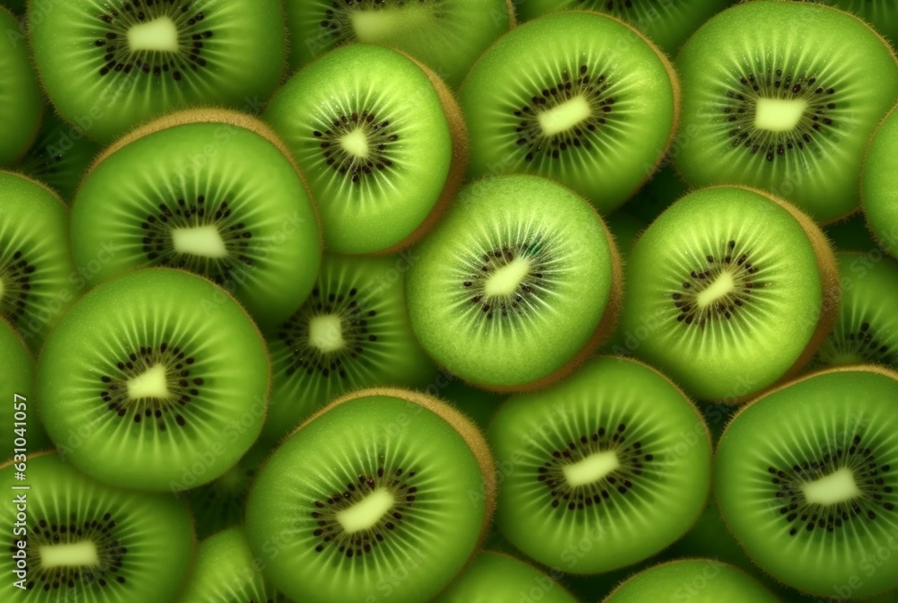 top view of neatly arranged kiwi fruit for background. generative ai top view of neatly arranged kiwi fruit for background. generative ai