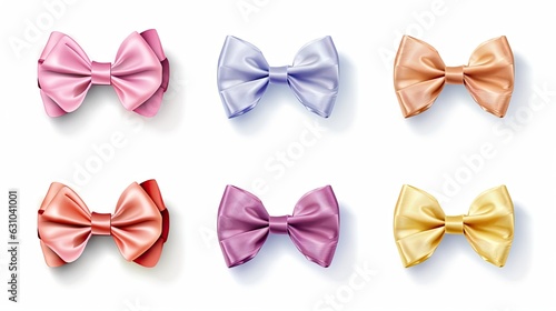 Collection set of colorful ribbon bows isolation on a white background