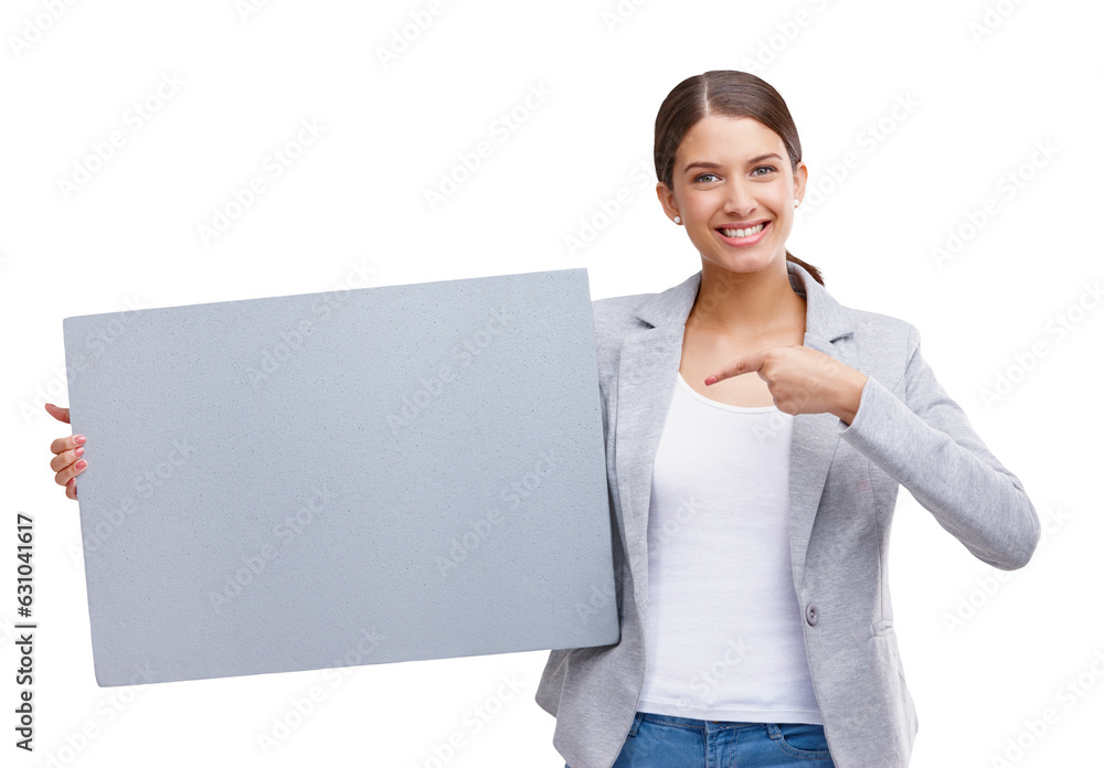 Isolated business woman, point and poster with smile, mockup space and promo by transparent png background. Entrepreneur, manager and portrait with paper billboard for media, advertising and choice Isolated business woman, point and poster with smile, mockup space and promo by transparent png background. Entrepreneur, manager and portrait with paper billboard for media, advertising and choice