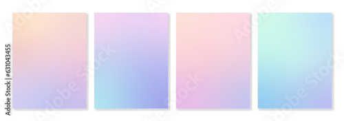 Set of 4 pastel gradient backgrounds with soft transitions. For covers, wallpapers, branding, social media, advertising and other stylish projects. Vector, can be used for web and print.