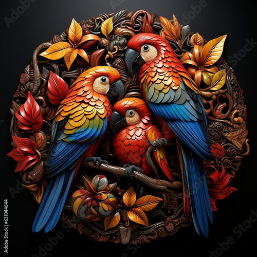 Papagei - Emblem Kunst - bunt
