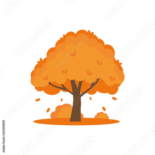 Obraz na płótnie Colorful autumn trees. Cartoon yellow orange fall tree and autumnal garden bush w salonie
