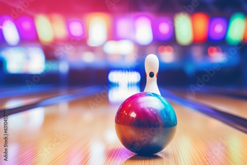 Bowling background. Colorful skittles. Fototapeta