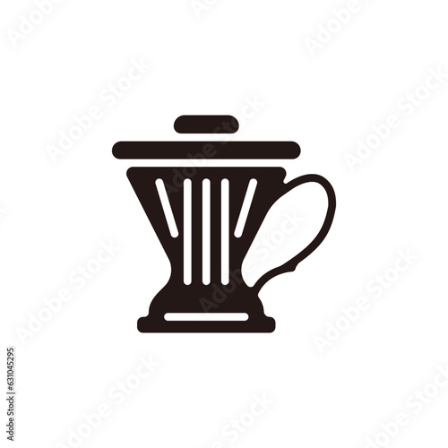 Clever coffee dripper icon.Flat silhouette version.