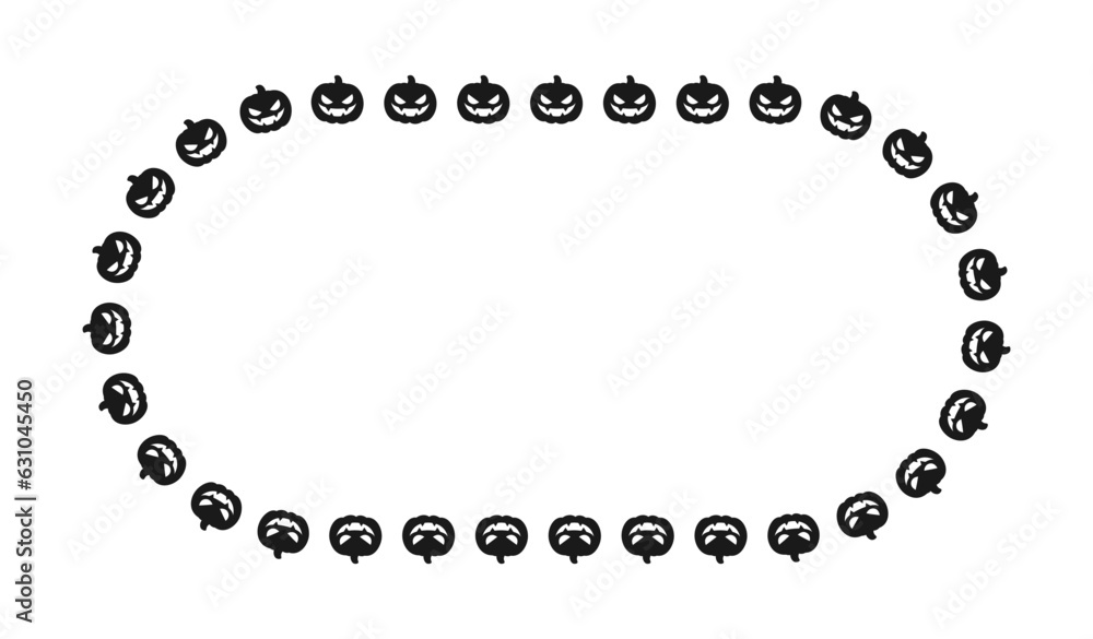 Oval Jack O Lantern Pumpkin Halloween Frame Border Silhouette. Social Media Post Card Template Vector Illustration. Oval Jack O Lantern Pumpkin Halloween Frame Border Silhouette. Social Media Post Card Template Vector Illustration.