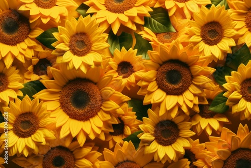 beautiful sunflower background neatly arranged. generative ai