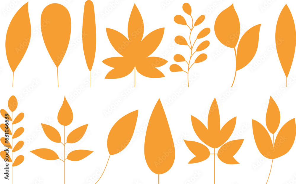 set of autumn tree leaves vector
