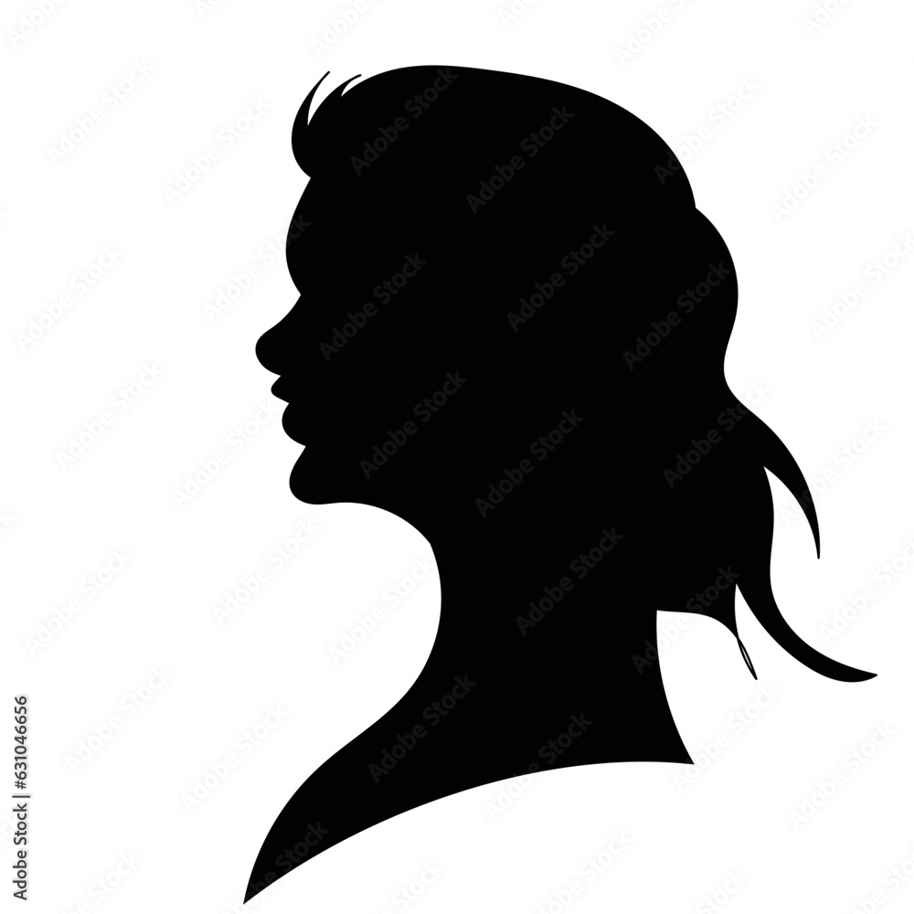silhouette portrait of woman on white background vector