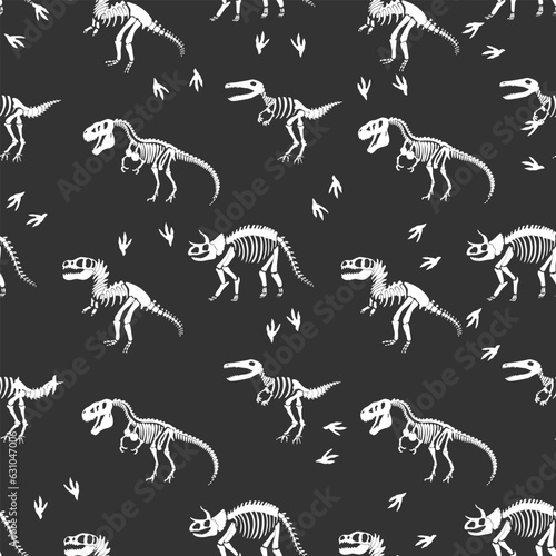 Dinosaur skeleton seamless pattern. Print for T-shirts, textiles, web.