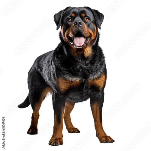 Cute rottweiler full body on white background