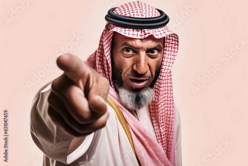 Middle Eastern Man Giving a stern warning Fictional Character Created By Generative AI. photo