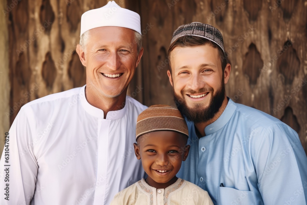 A family smiling together for the camera Fictional Character Created By Generative AI. A family smiling together for the camera Fictional Character Created By Generative AI.