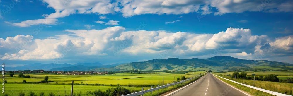 Tuscany landscape with road and cypresses, Italy.