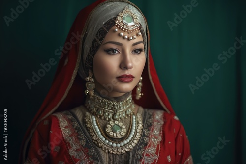 Elegant Indian Woman in Traditional Attire Fictional Character Created By Generative AI. © shelbys