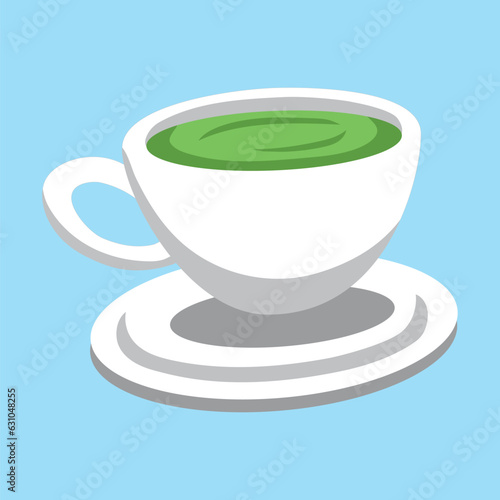 Green tea drink vector illustration