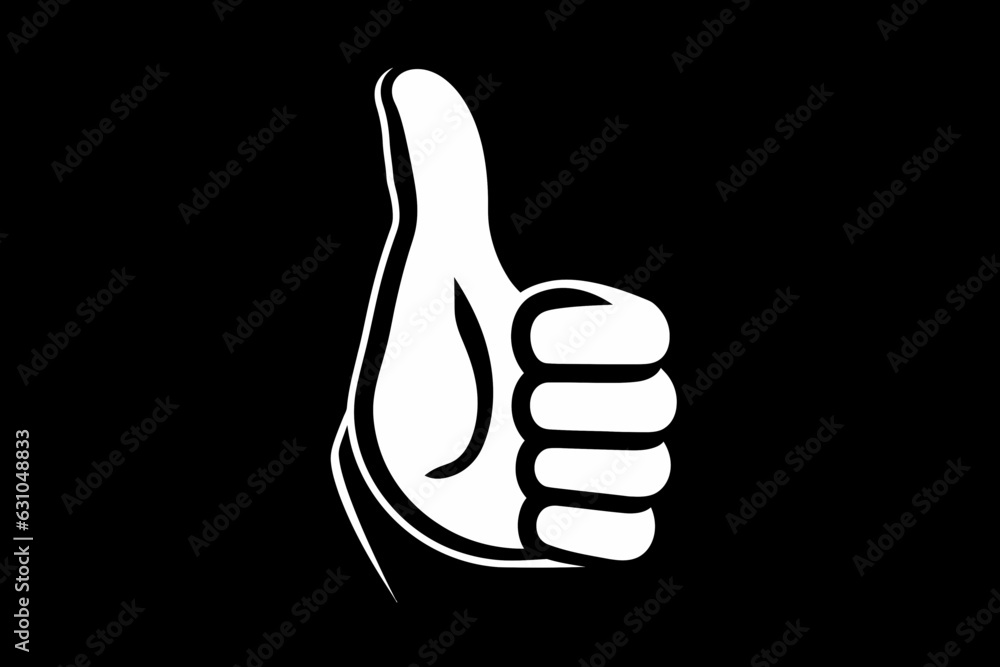 Simple thumb icon vector detail stencil black and white Simple thumb icon vector detail stencil black and white