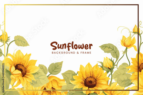 Sunflower floral border frame vector background