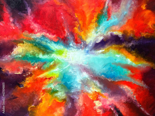 Oil painting. Beautiful bright colors. Cosmic motifs. Bright cover. Abstract background 
