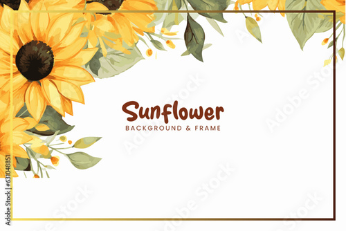 Fototapeta Naklejka Na Ścianę i Meble -  Sunflower floral border frame vector background