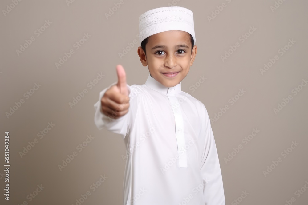 Little boy in traditional clothing giving a thumbs up Fictional Character Created By Generative AI. Little boy in traditional clothing giving a thumbs up Fictional Character Created By Generative AI.
