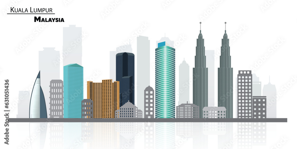 modern city skyline Malaysian city  vector 