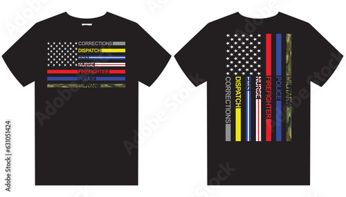 First Responders Hero Flag T-Shirt Design