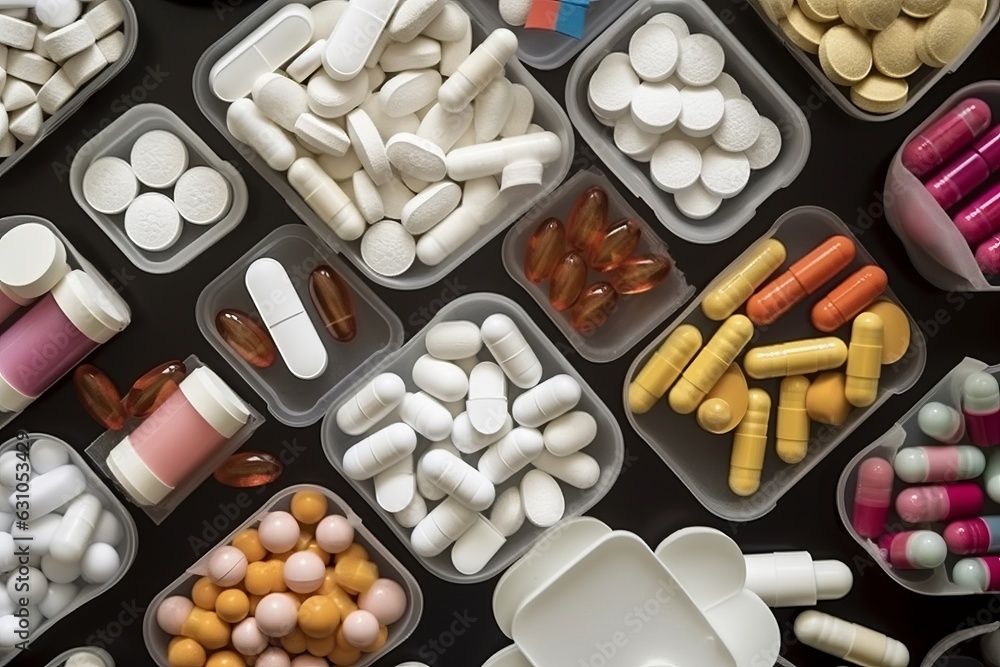 Top view of variety of medicine, tablets and pills Top view of variety of medicine, tablets and pills