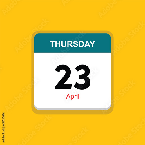 april 23 thursday icon with yellow background, calender icon