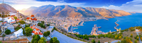 Scenic Pothia the capital of Kalymnos island, Dodecanese, Greece photo