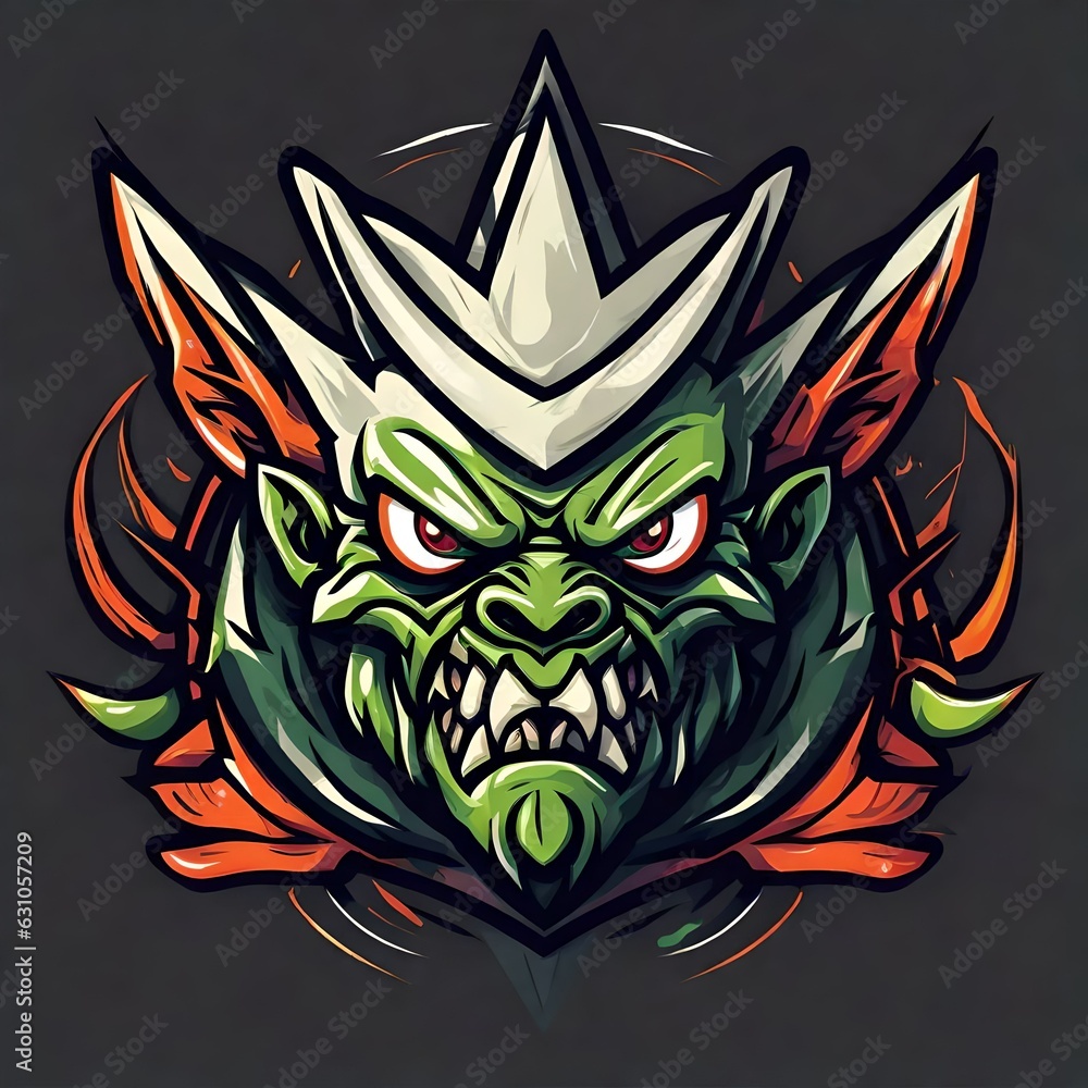 A logo for a business or sports team featuring a GOBLIN 
that is suitable for a t-shirt graphic.