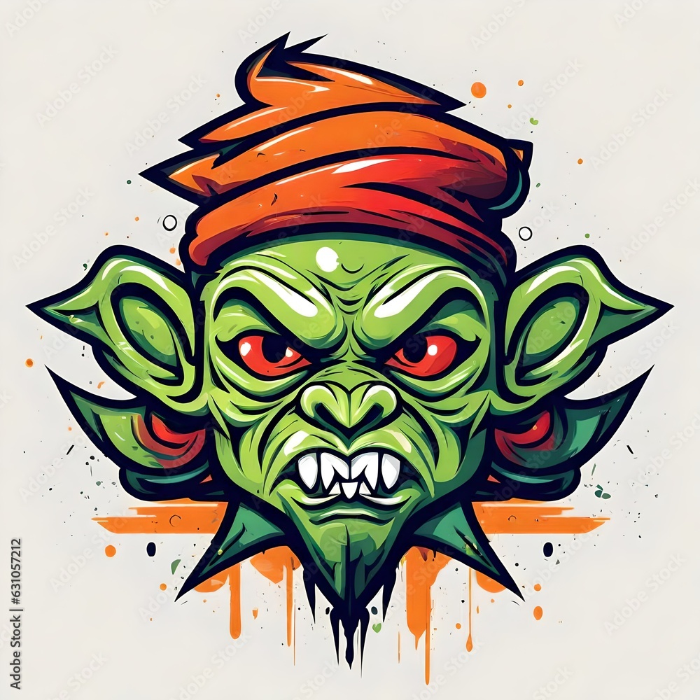 Obraz premium A logo for a business or sports team featuring a GOBLIN that is suitable for a t-shirt graphic.