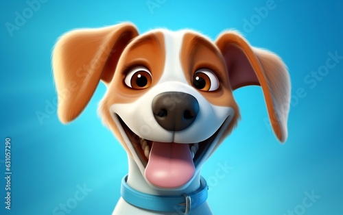 Joyful Cartoon Dog Close-Up. Generative AI